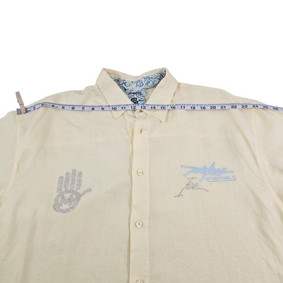 Miskeen Originals Men’s Jeweled & Embroidered Linen Short Sleeve Shirt - Size 2X - Picture 6 of 16